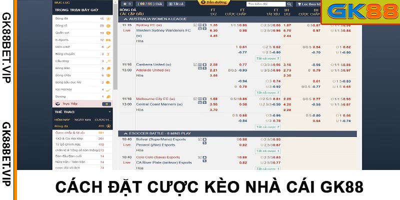 Cách đặt cược kèo nhà cái GK88 đơn giản